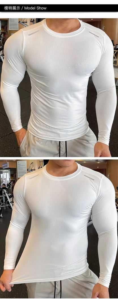 Long Sleeve T-shirt Fitness Basketball Running Tight Men Spandex Bodybuilding Sports Shirt Gym Training Compression Sport Top