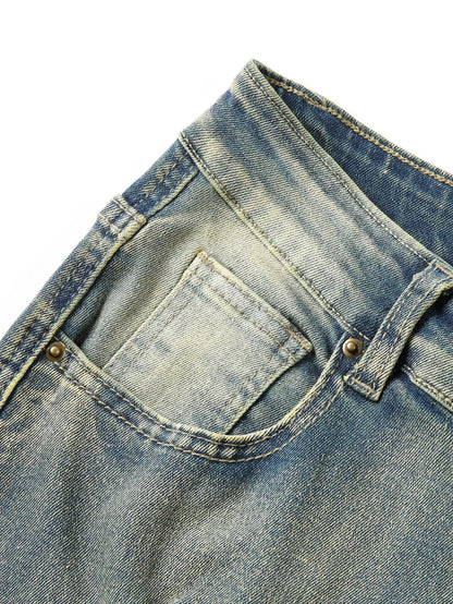 2025 New Men Ripped Stacked Jeans Distressed Slim Fit Skinny Straight Leg Jeans Fashion Hip Hop Denim Pants Casual Streetwear