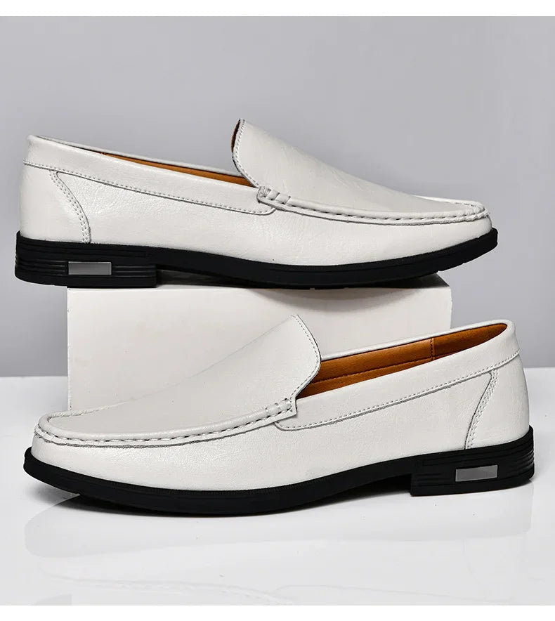 Genuine Leather Slip on Loafers Men Formal Dress Shoes Office Driving Wedding Party Mocasines Hombre Big Size Casual Shoes