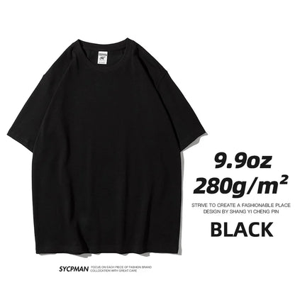 Men's Oversized T-Shirt 9.9oz 280 Grams Heavy High Quality Short Sleeve Cotton Tee Solid Color Unisex Streetwear