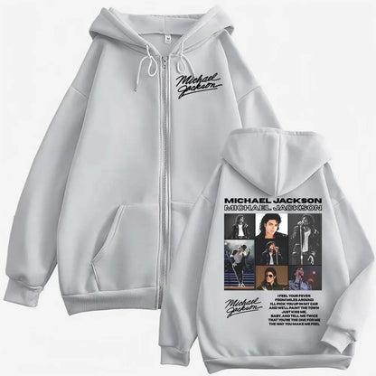 King of Pop Michael Jackson Tour Zipper Hoodies Men's Fashion High Street Jacket Sweatshirts Casual Oversized Zip Up Pullovers