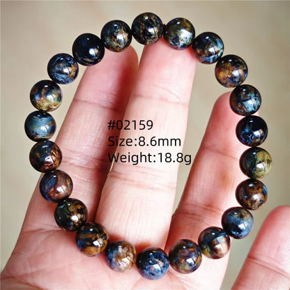 Natural Blue Pietersite Bracelet Women Men Beads Round Beads Chatoyant Cat Eye Fire Pietersite Namibia AAAAAA
