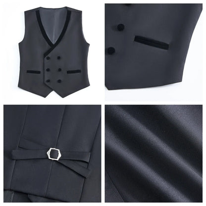 2025 New Kids Suit Set, 4 Pieces Formal Homecoming Suits for Boys, Jacket Vest Pants Bowtie Velvet Collar