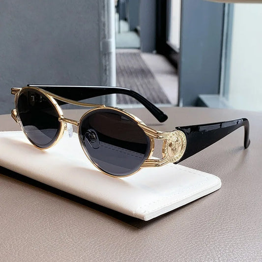 Retro Oval Sunglasses Women 2026 Stylish Gradient Multi-color Decor Sun Glasses Trendy Luxury Brand Design Casual Shades Gafas