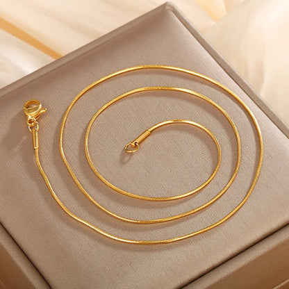 Luxury 24K 9999 Pure Gold real gold Snake Bone Chain Necklace Women Simple All-match Pendant Clavicle Chain