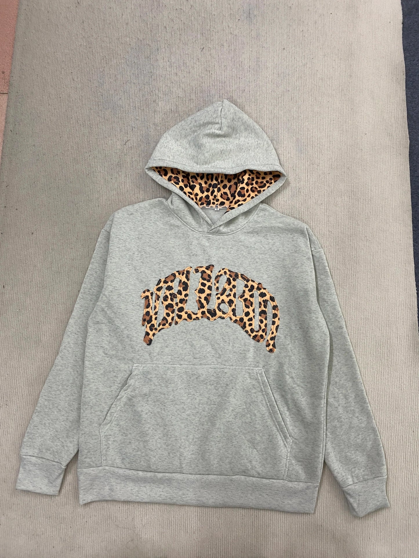 new fashionable leopard print letter embroidery street casual pants men's and women's versatile hooded sweatshirt pants set Y2K