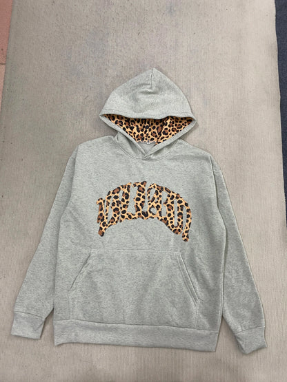 new fashionable leopard print letter embroidery street casual pants men's and women's versatile hooded sweatshirt pants set Y2K