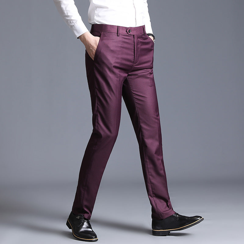 Autumn New Men's Suit Pants, Asian Sizes Office Trousers, Available in Blue, Red, Gray, and Black.