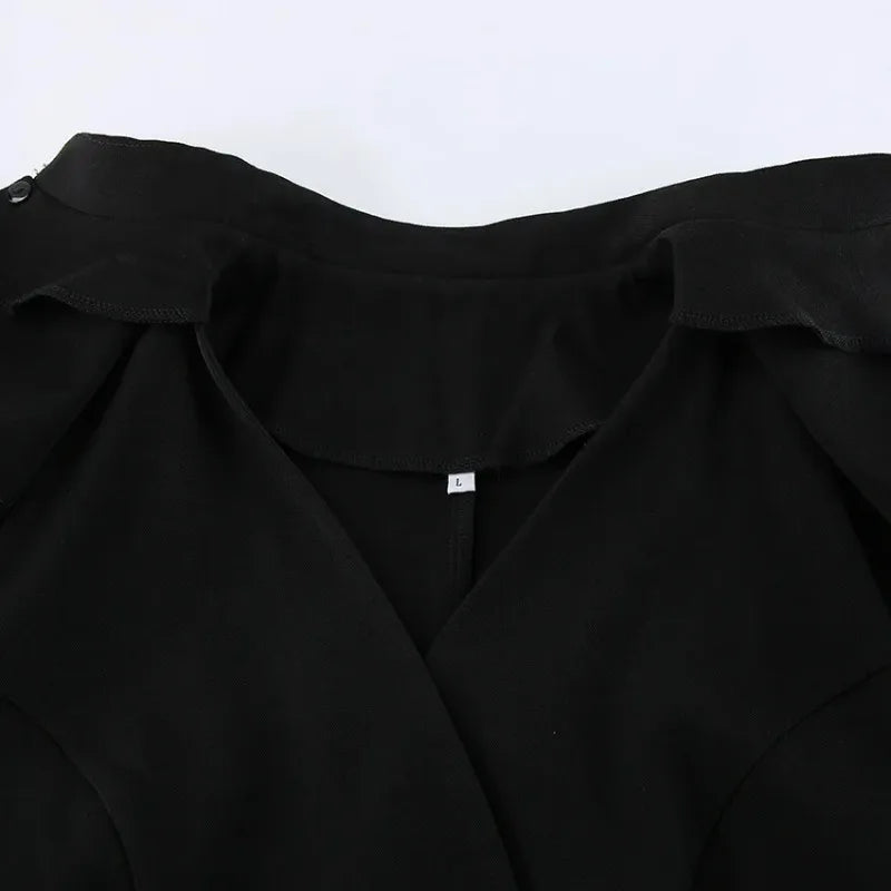 Black Elegant Blazer For Women 2025 Autumn Fashion Gold Buttons Patchwork Jacket Coat Party Vintage Commuter Suit Jacket