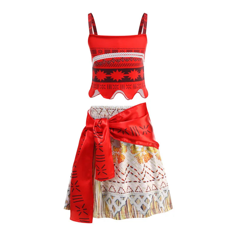 Summer Kids Princess Costume Children Disney Moana Halloween Dress Girl Vaiana Dinner Dress Ocean Adventure Pageant Disguise