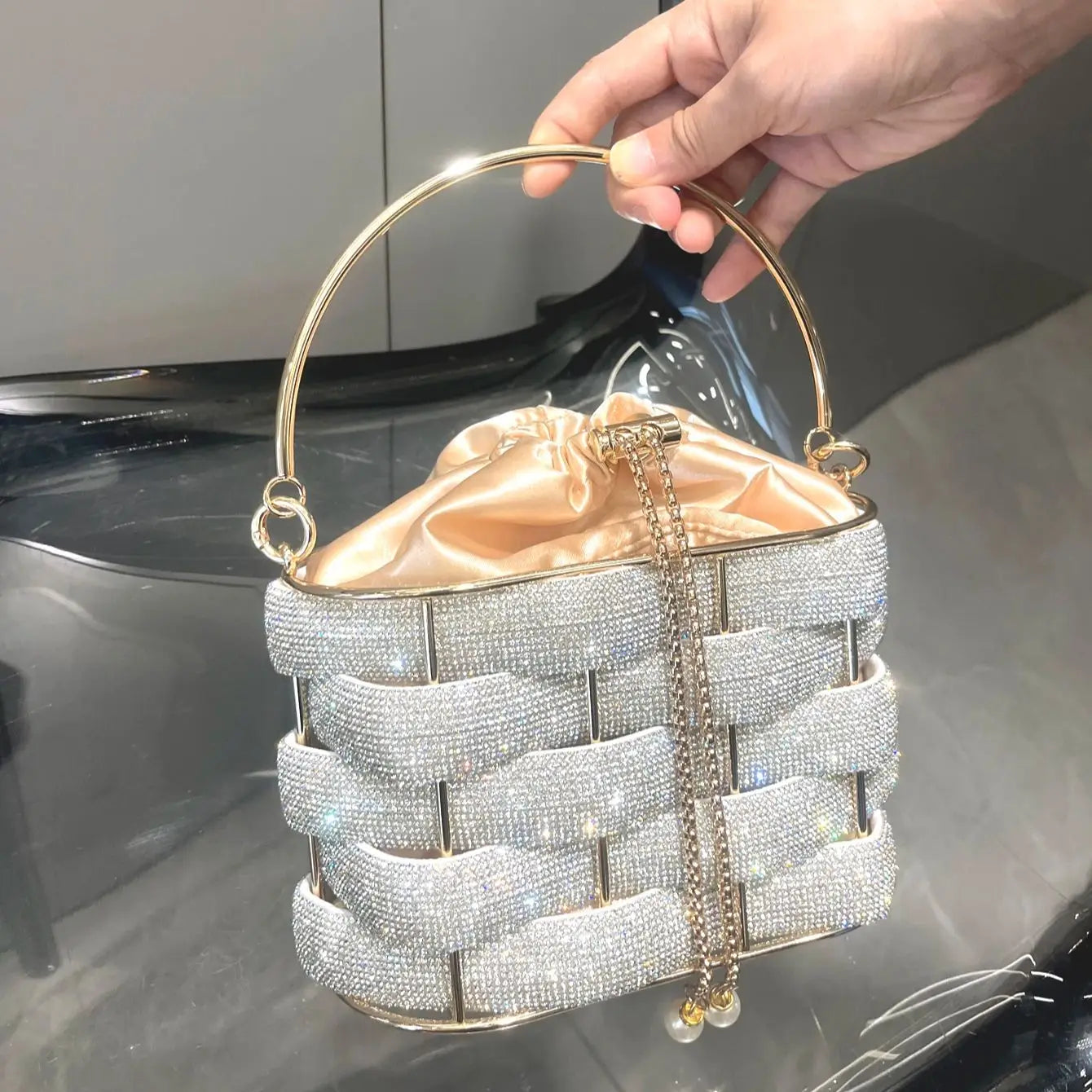 Rhinestones Evening clutch Bag Purses and handbag luxury Designer shoulder bag Shiny Crystal Clutch purse bucket bag