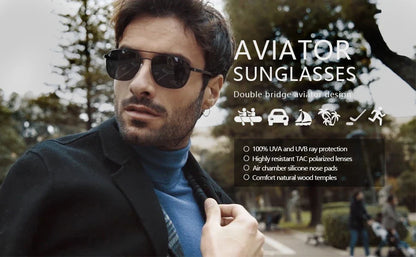 2026 Wood Polarized Sunglasses for Men100% UV Protection Fishing Driving Golf Shade Sun Glasses