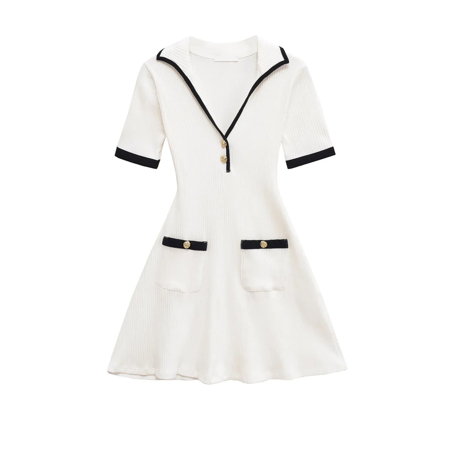 2025 Autumn  Casual Mini Dress Fashion Contrast Color Design Short Sleeve Dresses For Women Elegant Short Dress
