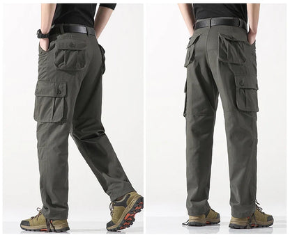 Male Cargo Pants Tactical Cotton Overalls Outdoor Utility Work Trousers Relaxed Fit Big Size Hombre Clothing