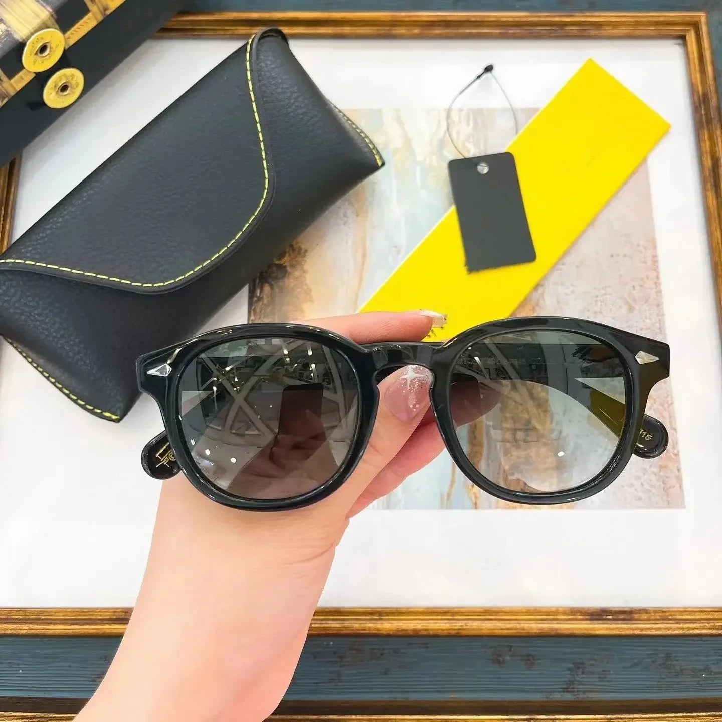 Premium Trendy Polarized Men Women Sun Glasses Vintage Acetate Frames Square Male Couple Eyewear