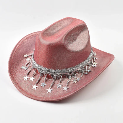 Women Sequin Fedora Hat With Rhinestone Ribbons Fashion Festival Party Wedding Dress Hats Cowgirl Jazz Cap