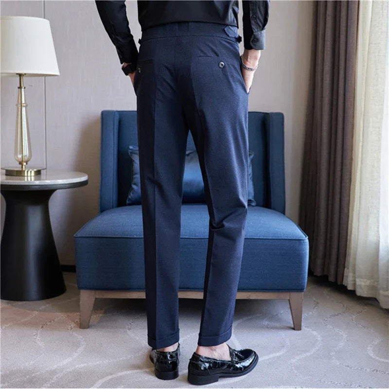 High-quality 2024 Men's Naples Trousers, Men's High-waisted Casual Pants Slim-fit Suit Trousers 28-38 Classic Formal Dress Pants