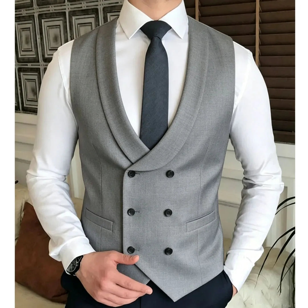 Men Vest Double Breasted With Lapel Solid Waistcoat For Wedding Banquet Business Party Work Office Casual Daily Men Suit Vest