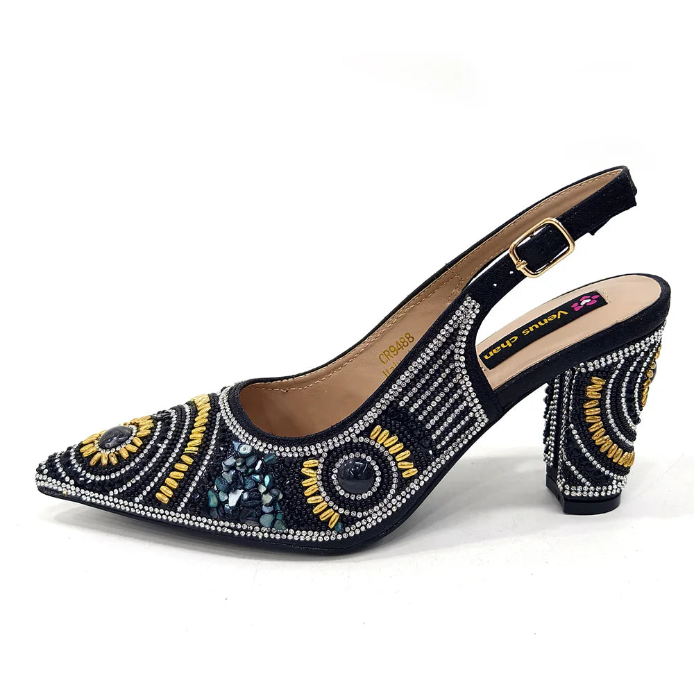 Elegant Italian Design Women's Party Shoes With Matching Handbag - Perfect for Hot African Weddings Stylish Heels and Bag Set