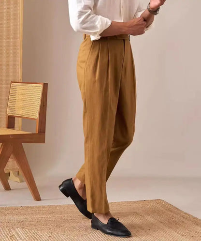 Premium Men's Pants Pleated Wide-Leg Dress Chinos Business Daily Office Versatile Formal Casual Trousers Banquet Wedding Summer