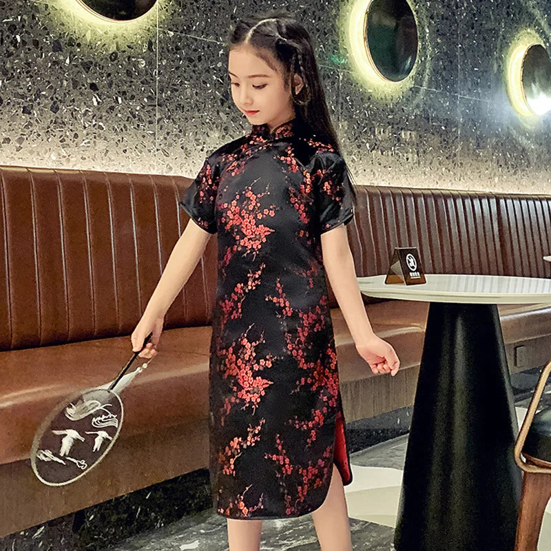 Fashion Children's Cheongsam Modern Girls Dresses Summer Baby Party Qipao Princess Clothing Chinese Style Girl Dress Vestidos