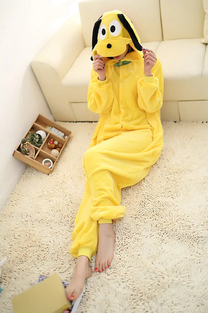 Pluto Cosplay Costume Onesie Kigurumi Kids Adult Zipper Cartoon Dog Pajamas Christmas Halloween Gift Soft Homewear Pyjama