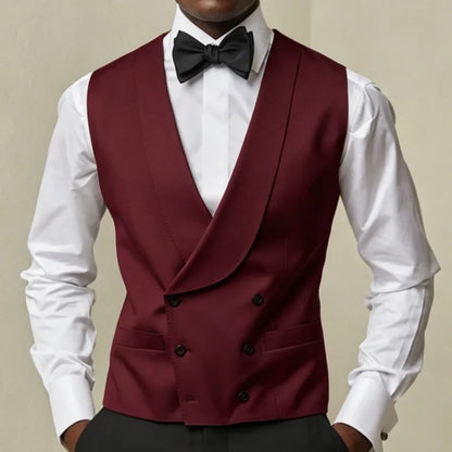 Men Vest White Double Button With Lapel Waistcoat For Wedding Banquet Business Party Office Work Casual Daily Men Suit Vest