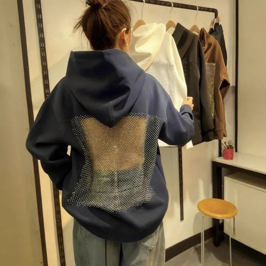 1/2PCS Fashionable Women’s Hoodie Solid Color Hollow Mesh Backless Sweatshirt for Fall and Winter Ideal Christmas Gift