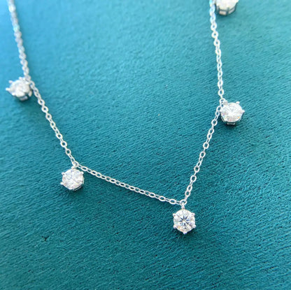 2.5-5CT Tennis Moissanite Necklace Chain for Women 925 Sterling Silver 5mm 6.5 mm Bezel Diamond Necklaces Overlay Style Jewelry