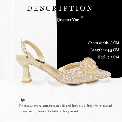Elegant African-Inspired Evening Shoes and Handmade Clutch Set Pointed Toe High-Heel Women's Footwear and Matching Bag