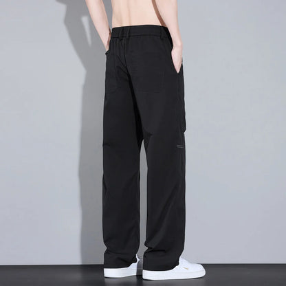 2026 New High Quality Summer Casual Pants Men Solid Color Straight Work Light Gray Outdoor Style Youth Khaki Thin Trousers Male