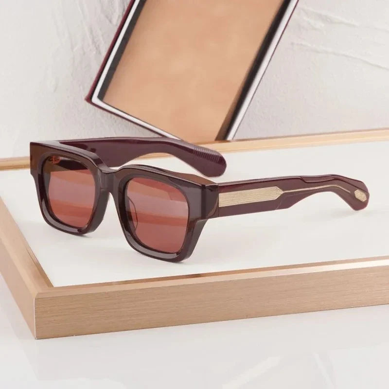 Retro Classical Sunglasses Men Square 10th Anniversary Limited Edition Acetate Handmade Japan Women UV400 with Case Gafas