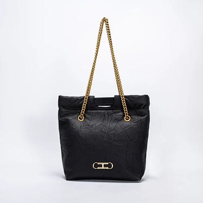 Body Design Solid Color Large Capacity Fashionable New Product Women's Shoulder Bag Chain Shoulder Strap Unique Folded Bag