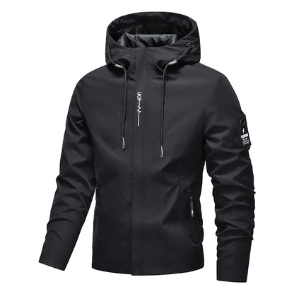 Waterproof Jacket Men Outdoor Softshell Zip Up Hooded Jacket Windbreaker Hiking Camping Coats Lightweight Spring Autumn Coats