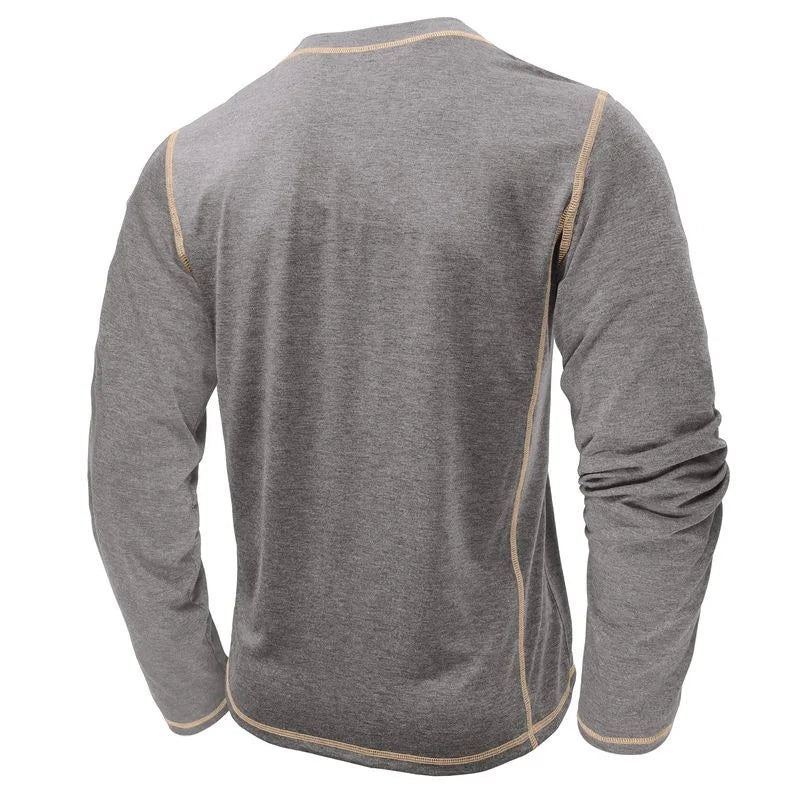 Men's Cotton Button Henley Neck Shirt Long Sleeve Casual Button Solid Color Fashion Streetwear Tops Tees T-Shirts Men Clothing
