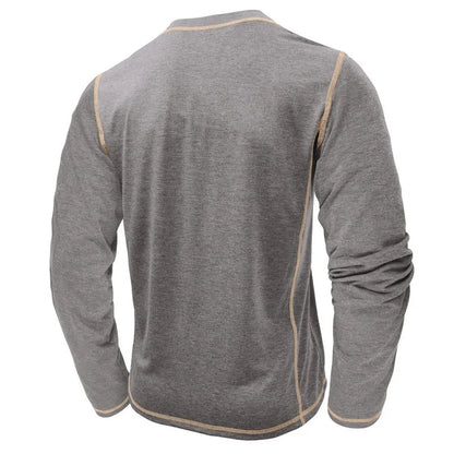 Men's Cotton Button Henley Neck Shirt Long Sleeve Casual Button Solid Color Fashion Streetwear Tops Tees T-Shirts Men Clothing