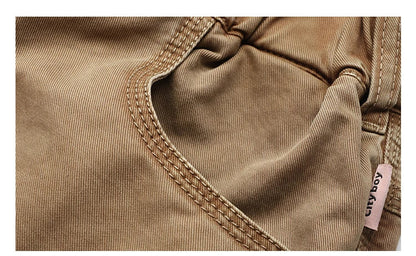 Korean Streetwear High Quality Double Gauge Twill Wash Cargo Pants For Men Clothing Harajuku Cotton Casual Straight Leg Trousers
