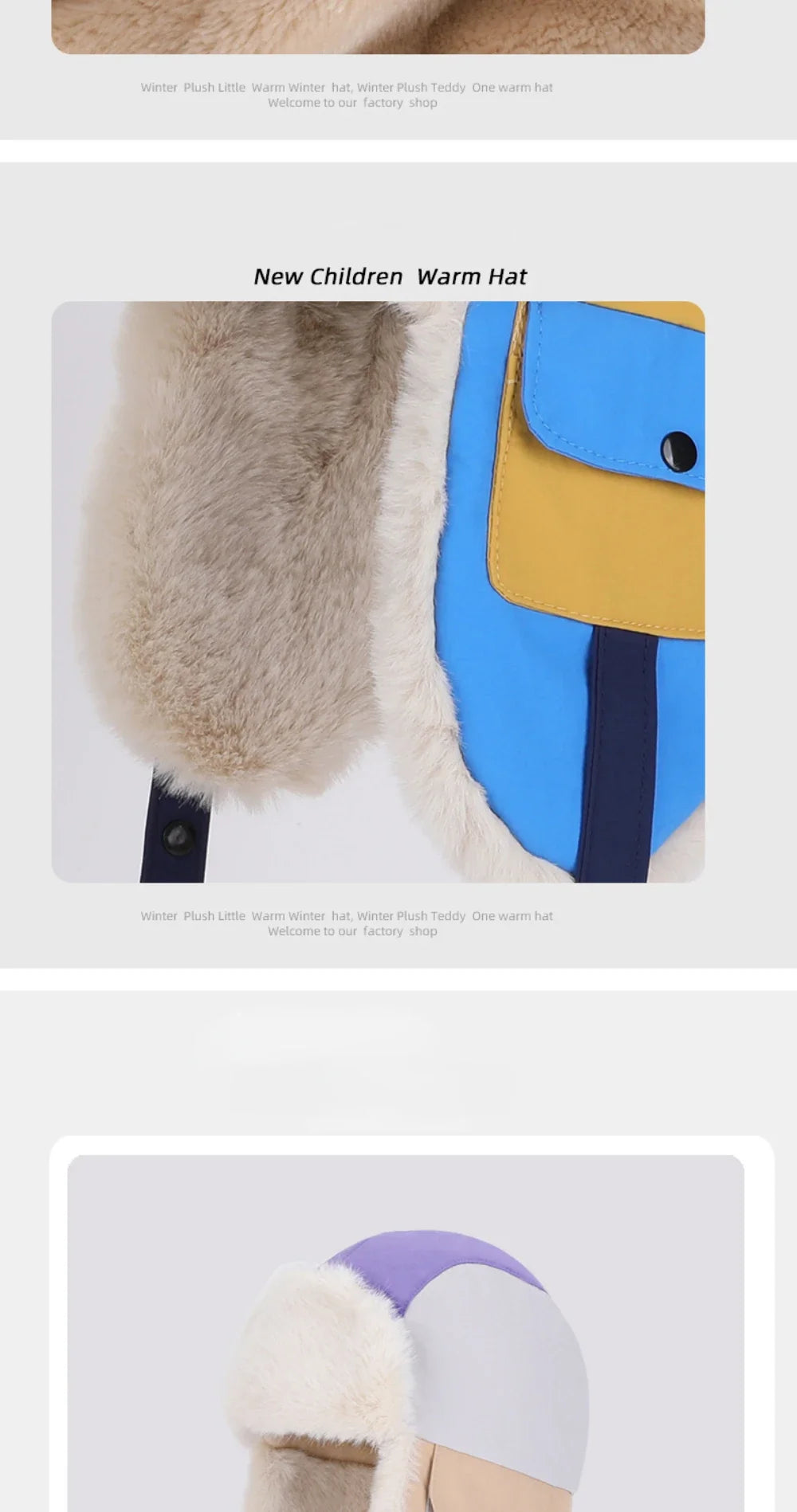 Children Winter Hat Thick Warm Outside Snow Ski Earflap Cap Boys Girls Patchwork Russian Hat Windproof Trapper Bomber Hat