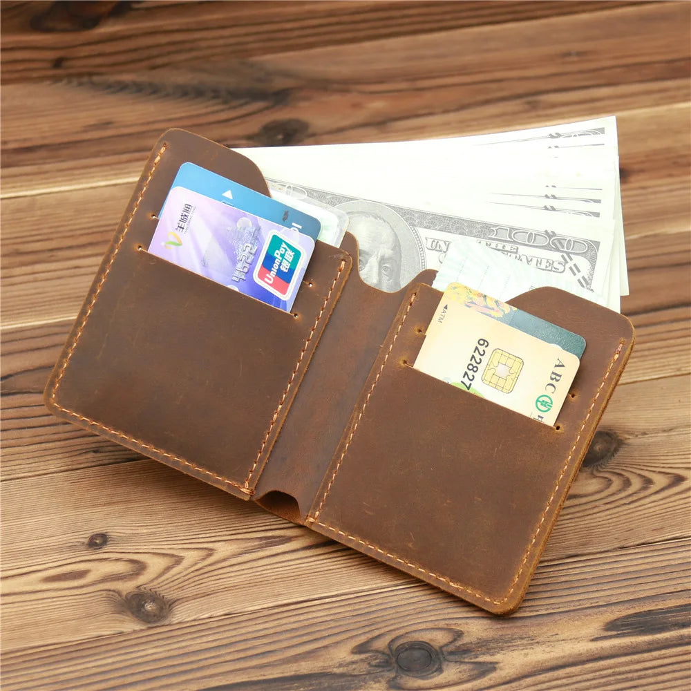Top Genuine Leather Men's Wallet Retro Driving Licence Wallets for Men Durable Leather Portfel Male Cartera Hombre Purse for Men
