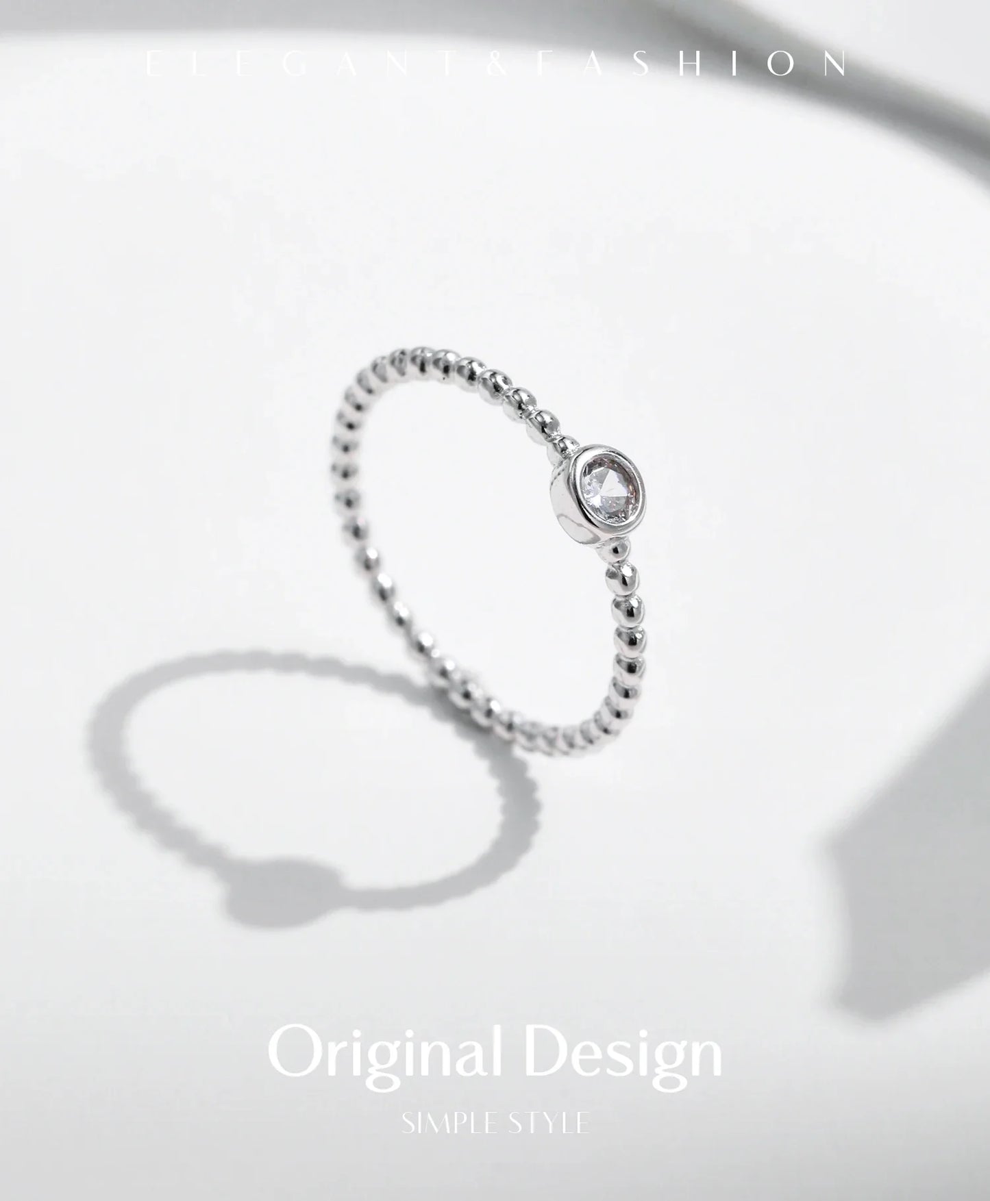 Bezel Setting Moissanite Ring 925 Sterling Silver Beads Trendy Stackable Finger Rings For Women Lab Diamond Jewelry