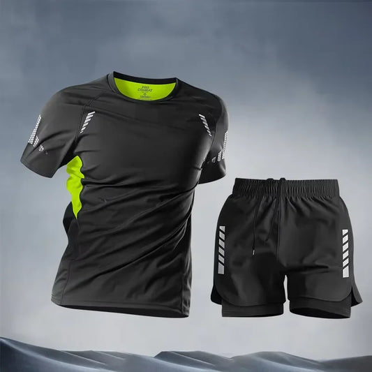 Running men's sports suit marathon professional short sleeved shorts quick drying tight fitting equipment
