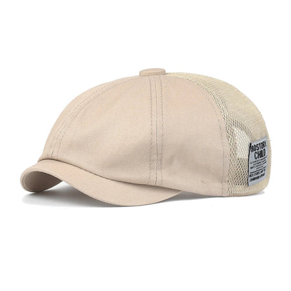 Summer Mesh Newsboy Cap Breathable Cotton Peaky Octagonal Hat Vintage Casual Cap Solid Berets Visor Gatsby Flat Ivy Hat