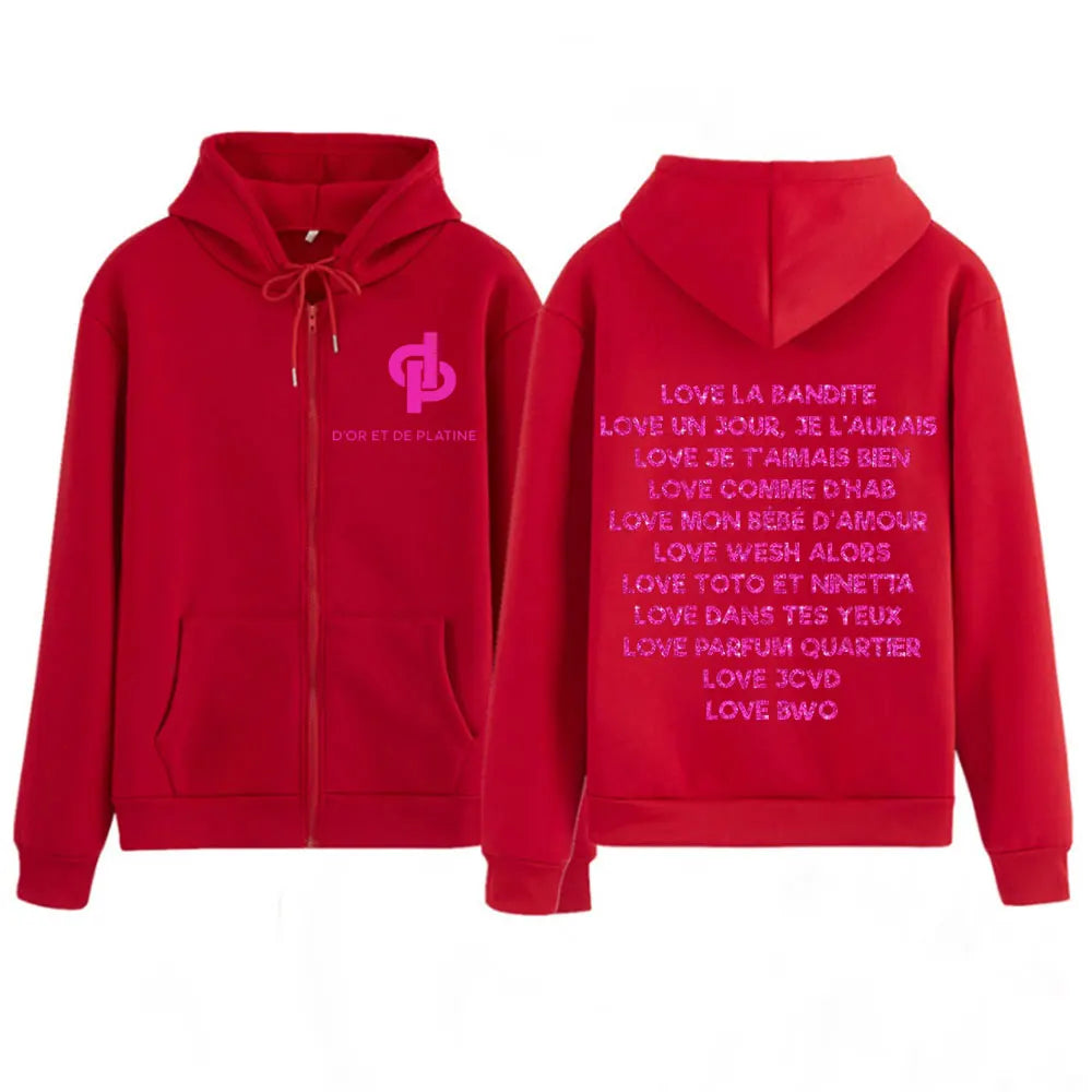 2025 Hot Sale Love Jul Graphic Vintage Zipper Hoodie Man Woman Hip-hop Tracksuit Long-sleeved Loose Casual Aesthetic Sweatshirts
