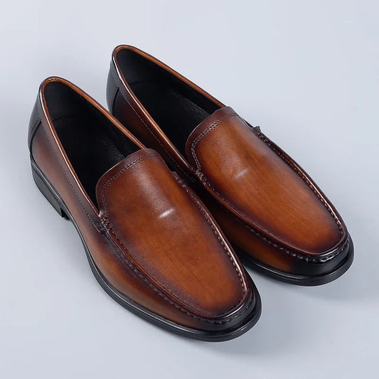 Italian Men's Formal Shoes Luxury Genuine Leather Handmade Black Wedding Soical Suit Buckle 2023 Summer New Oxford Dress Loafers