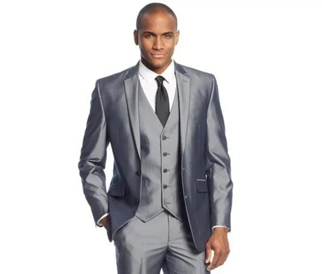 Royal Blue/Burgundy Man Suits Classic Black Lapel Wedding Suits 3 Pieces (Jacket+Pants+Vest)