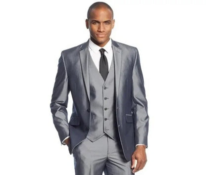 Royal Blue/Burgundy Man Suits Classic Black Lapel Wedding Suits 3 Pieces (Jacket+Pants+Vest)