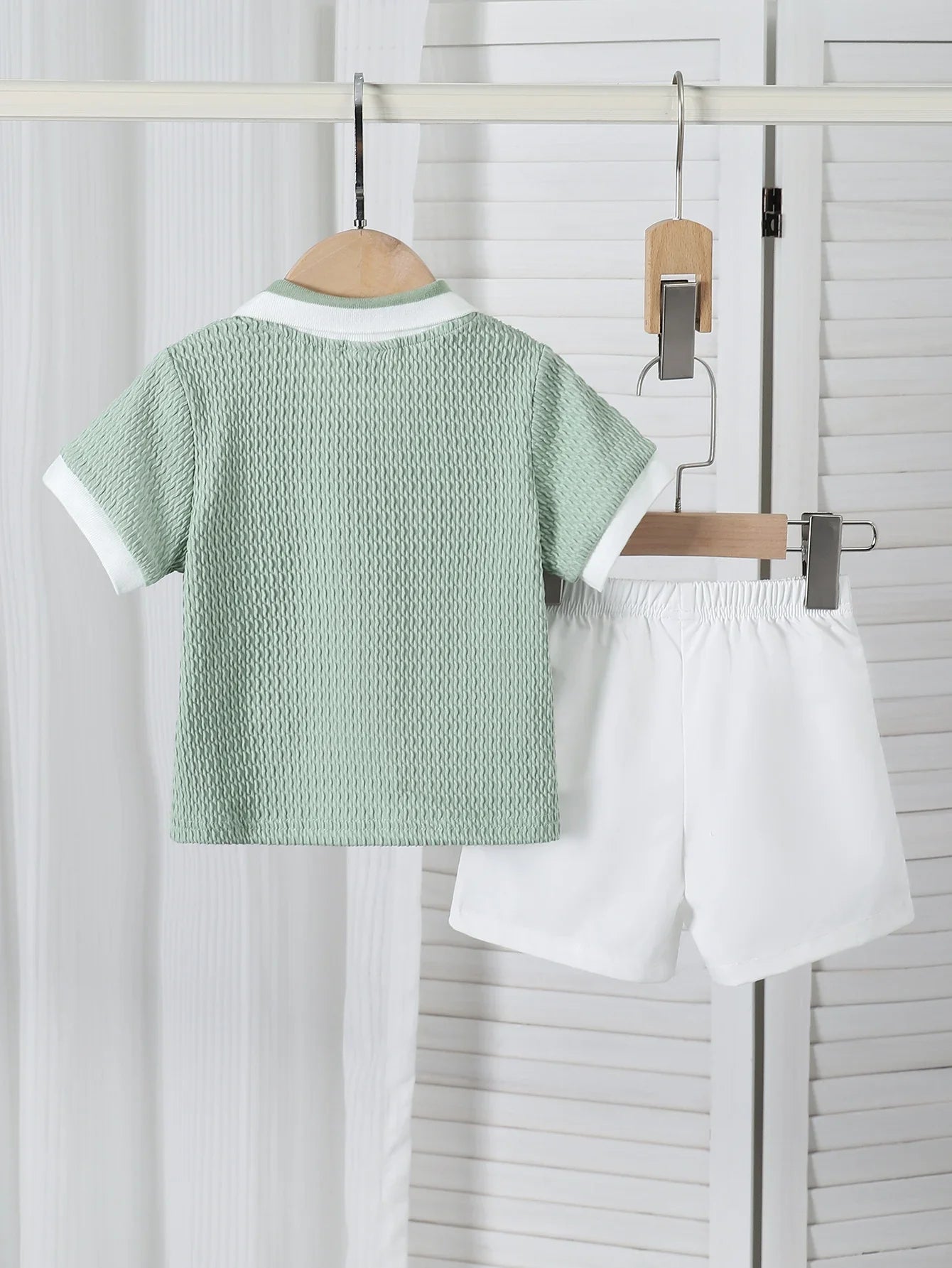 2pcs Infant Toddler Polo Neck Short Sleeve Hoodie And Shorts Set for Spring Summer Casual Outdoor Wear Comfortable Sporty Outfit