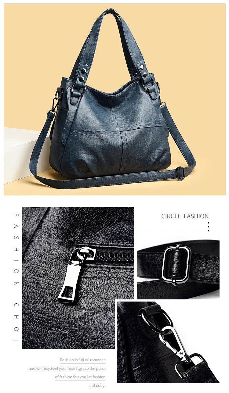 2024 Trend Large Capacity Genuine Tote Shoulder Bags Fashion Top-Handle Bag High Quality Leather Sac Casual Design Handbag Purse