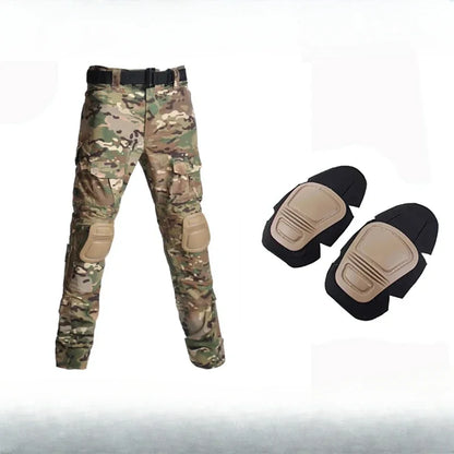 2025 Outdoor Combat Pants +Knee Pads Men Tactical Hunting Pant Camo Pants Quick Dry Sport Multi-pocket Clothes Wear Resistant