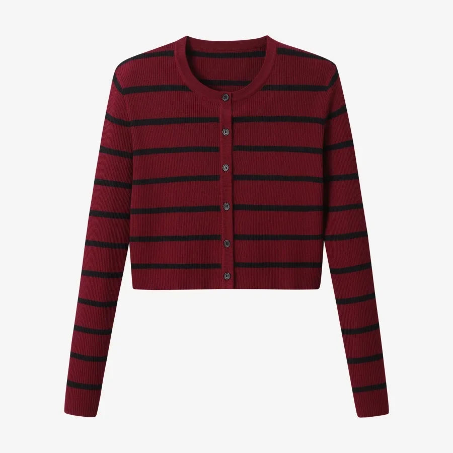 AS AW25 stripe knitting cardigan + sleeveless patch dress maxi matching set for woman clothing